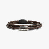 Sterling Coil, Braided Leather Wrap