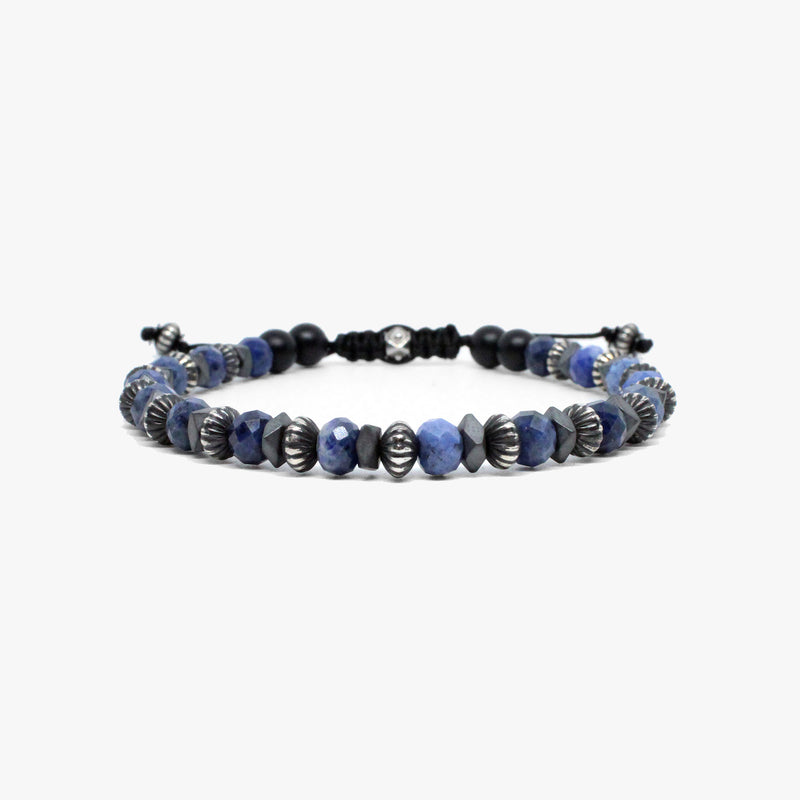 Faceted Sodalite, Sterling Beads