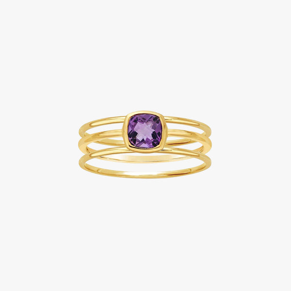 Amethyst, 14K Gold Ring Stack
