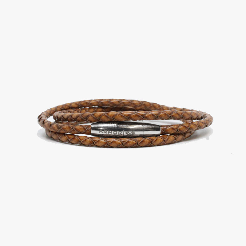New: Braided Tan Leather Wrap