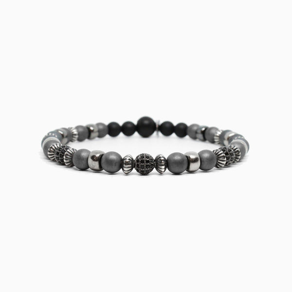 Hematite, Sterling Pave Beads