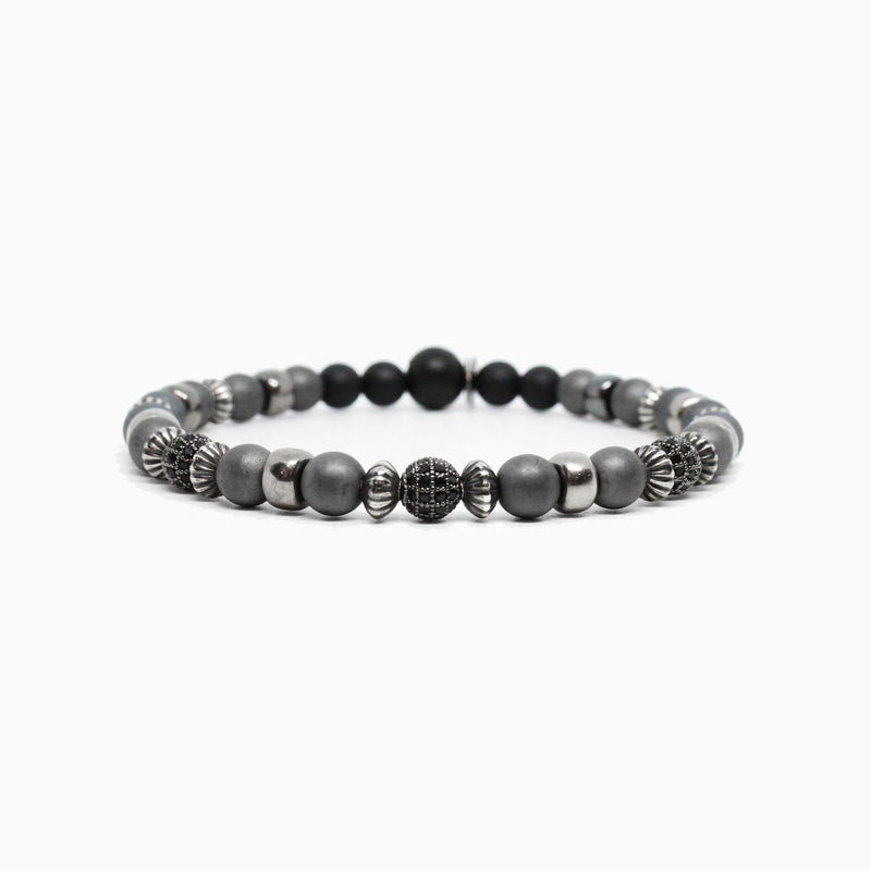 Hematite, Sterling Pave Beads