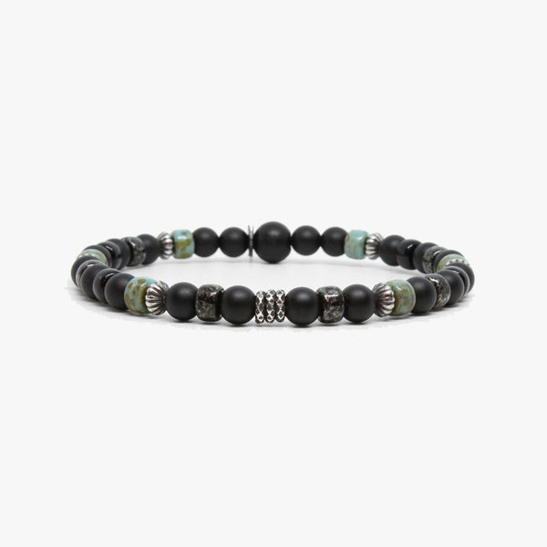 Black Onyx, Czech Glass, Sterling