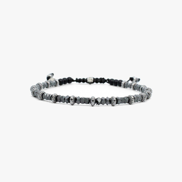 Faceted Hematite, Sterling Beads