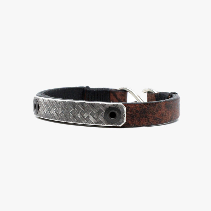 Crosshatch Sterling Bar, Leather