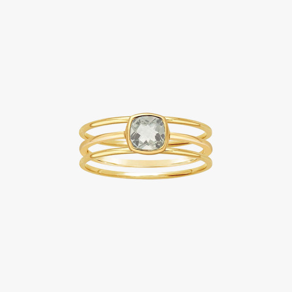 Light Green Amethyst, 14K Gold Ring Stack