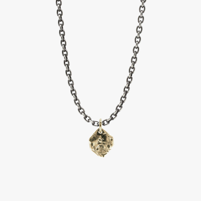 Rustic Solid Gold Medallion Necklace