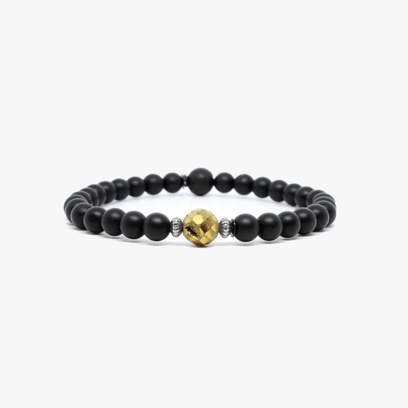 Black Onyx, Gold Druzy Crystal