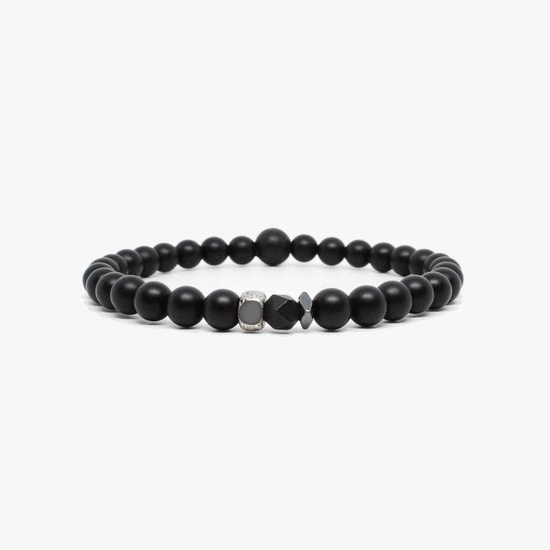 Black Onyx, Silver Czech Glass