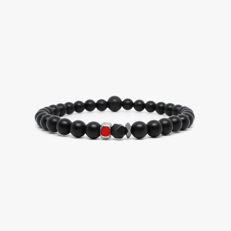 Black Onyx, Silver Czech Glass