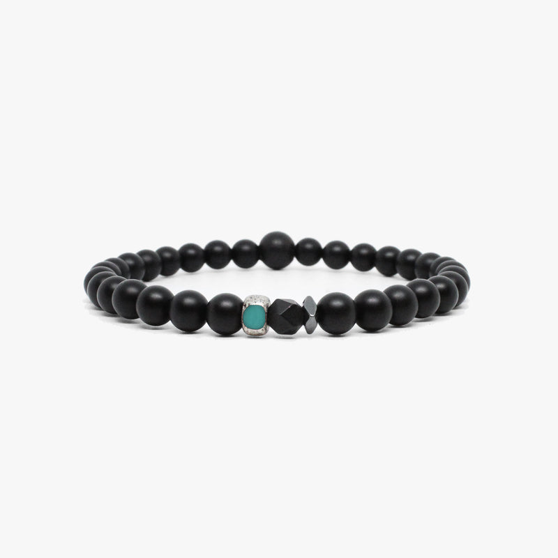 Black Onyx, Silver Czech Glass