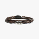 Sterling Coil, Braided Leather Wrap