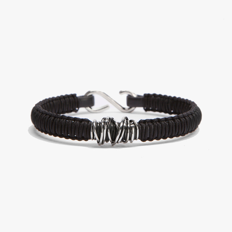 Large Sterling Wrap, Braided Strap