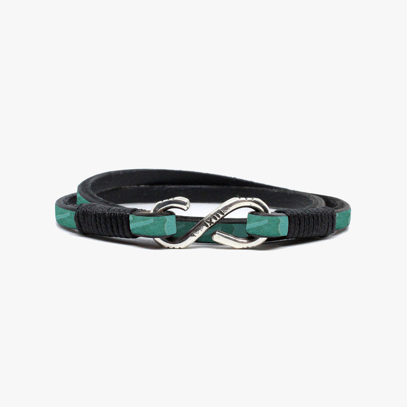 Floral Leather Wrap, Sterling Clasp