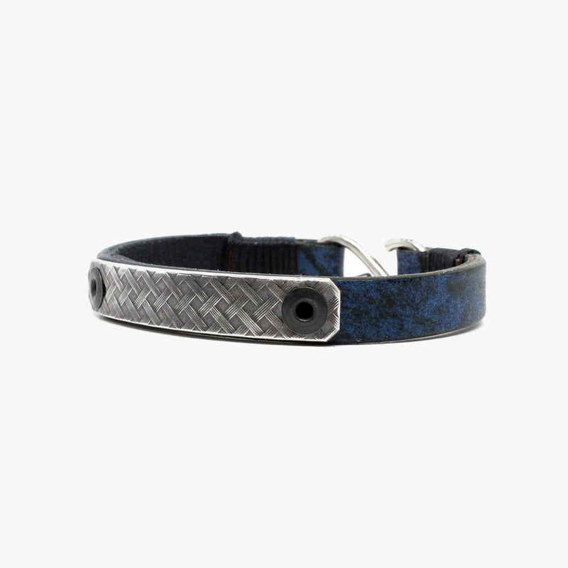 Crosshatch Sterling Bar, Leather