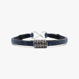 Faceted Sterling Coil, Leather