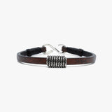 Faceted Sterling Coil, Leather