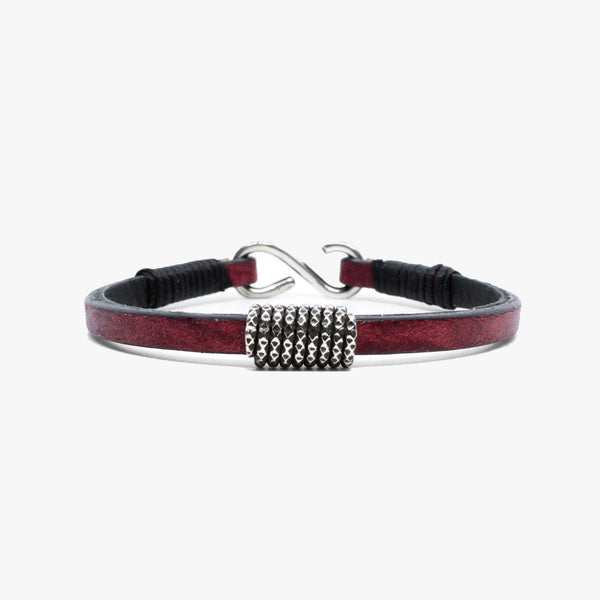 Faceted Sterling Coil, Leather