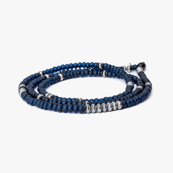 Navy Czech Glass Triple