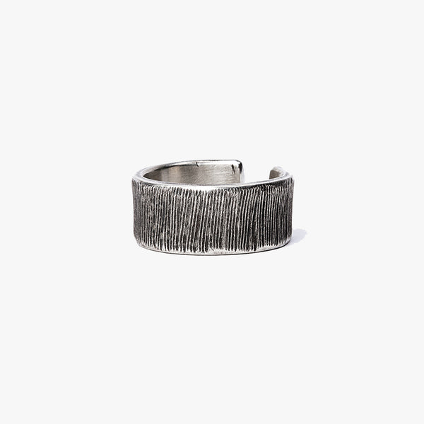 Etched Sterling Silver Wide Ring